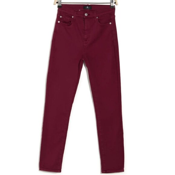 7 For All Mankind High Waist Ankle Skinny Jeans Merlot - Picture 3 of 3
